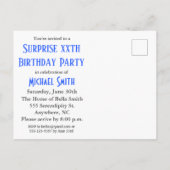 Invitation Carte Postale Blue Surprise Anniversaire de la fête Discours Bub (Dos)