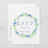 Invitation Carte Postale Blueberry Midsummer Rustic Berry Wedding RSVP (Devant / Derrière)