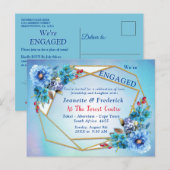 Invitation Carte Postale Blues de Cornflower en Fiançailles d'aquarelle (Devant / Derrière)