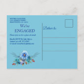 Invitation Carte Postale Blues de Cornflower en Fiançailles d'aquarelle (Dos)