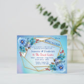Invitation Carte Postale Blues de Cornflower en Fiançailles d'aquarelle (Debout devant)