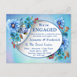 Invitation Carte Postale Blues de Cornflower en Fiançailles d'aquarelle