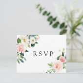 Invitation Carte Postale Blush Fleur Blanche RSVP Mariage (Debout devant)