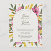 Invitation Carte Postale Blush Lily Arched Botanical Floral Wedding (Devant)