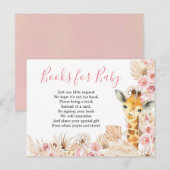 Invitation Carte Postale Blush Pink Boho Giraffe Baby showers Livres pour b (Devant / Derrière)