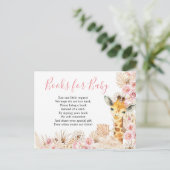 Invitation Carte Postale Blush Pink Boho Giraffe Baby showers Livres pour b (Debout devant)