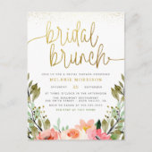 Invitation Carte Postale Blush Pink Gold Brich Brunch Fête des mariées flor (Devant)