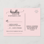 Invitation Carte Postale Blush Pink Simple Calligraphie Demande de chanson  (Dos)