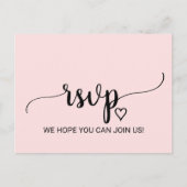 Invitation Carte Postale Blush Pink Simple Calligraphie Demande de chanson  (Devant)