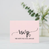 Invitation Carte Postale Blush Pink Simple Calligraphie Demande de chanson  (Debout devant)