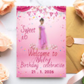 Invitation Carte Postale Blush Pink Sweet Sixteen Welcome Sign, Photo