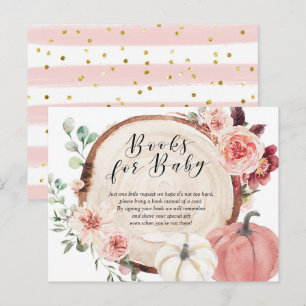 Invitation Carte Postale Blush rose Citrouille Floral Livres pour Baby show