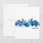 Invitation Carte Postale Bogota Colombia Skyline Blue (Devant / Derrière)