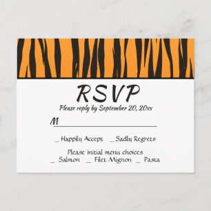 Invitation Carte Postale Bohème RSVP Impression Tigre Noir Or Animal Rayure
