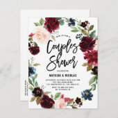 Invitation Carte Postale Boho Aquarelle Automne Wreath Couples Douche (Devant / Derrière)