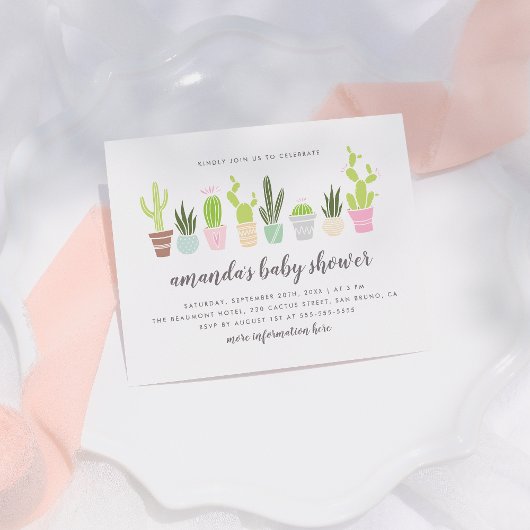 Invitation Carte Postale Boho Cactus moderne Plantes & Baby showers succule