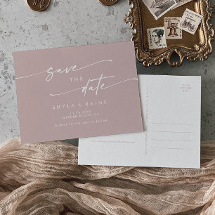 Invitation Carte Postale Boho Chic Dusty Rose mariage rose Enregistrer la d