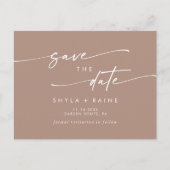 Invitation Carte Postale Boho Chic Neutral Taupe Mariage Enregistrer la dat (Devant)