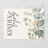 Invitation Carte Postale Boho Eucalyptus Sage Vert & Beige RSVP (Devant)