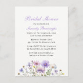 Invitation Carte Postale Boho Fleur sauvage violet Fête des mariées florale (Devant)