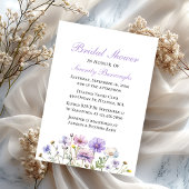 Invitation Carte Postale Boho Fleur sauvage violet Fête des mariées florale