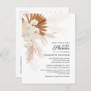 Invitation Carte Postale Boho Floral Pampas Grass Terracotta Baby shower