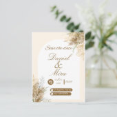 Invitation Carte Postale Boho Gold Pampas Arch Fully Editable Wedding  (Debout devant)