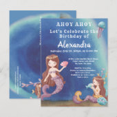 Invitation Carte Postale Boho Mermaid, sous la fête d'anniversaire de la me (Devant / Derrière)