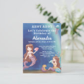 Invitation Carte Postale Boho Mermaid, sous la fête d'anniversaire de la me (Debout devant)