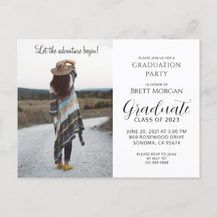 Invitation Carte Postale Boho Modern Photo Graduation Party