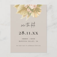Boho Palm Floral Blush Naturel Enregistrer La Date