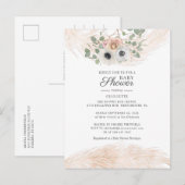 Invitation Carte Postale Boho Pampas Baby shower Floral Grass (Devant / Derrière)