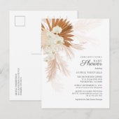 Invitation Carte Postale Boho Pampas Grass Terracotta Baby shower Floral (Devant / Derrière)