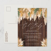 Invitation Carte Postale Boho Pampas Grass Wood Twinkle Lights Baby shower (Devant / Derrière)
