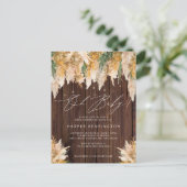 Invitation Carte Postale Boho Pampas Grass Wood Twinkle Lights Baby shower (Debout devant)
