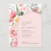 Invitation Carte Postale Boho rose floral chic poumon jardin nuptial (Devant)