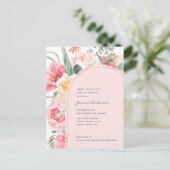 Invitation Carte Postale Boho rose floral chic poumon jardin nuptial (Debout devant)