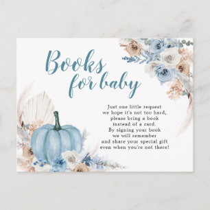 Invitation Carte Postale Boho Rustic Blue Citrouille Livres Automne Pour Bé