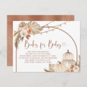 Invitation Carte Postale Boho Rustic Citrouille Fall in Love Livres pour bé (Devant / Derrière)