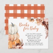 Invitation Carte Postale Boho Rustic Citrouille Livres pour Baby Card (Devant / Derrière)