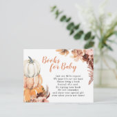 Invitation Carte Postale Boho Rustic Citrouille Livres pour Baby Card (Debout devant)