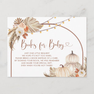 Invitation Carte Postale Boho Rustique Livres de Citrouille d'Automne pour
