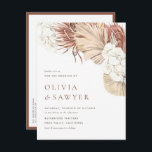 Invitation Carte Postale Boho séché Palm Feuilles et Orchidées QR Code Mari<br><div class="desc">Annoncez votre journée spéciale en beauté avec cette carte postale faire-part de mariage avec de l'herbe de pampa aquarelle, des feuilles de palmiers séchés et des orchidées blanches. L'art floral boho et la palette de couleurs neutres en font un lieu idéal pour les mariages rustiques, désertiques ou minimalistes. Ce format...</div>
