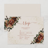 Invitation Carte Postale Boho Terracotta Verdure Floral Gold RSVP (Devant / Derrière)