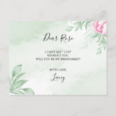 Invitation Carte Postale Boho Watercolor Eucalyptus Green Bridesmaid (Dos)