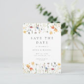 Invitation Carte Postale Boho Wildflower Wedding Save the Date Postcard (Debout devant)