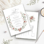 Invitation Carte Postale Boho Winter Greenery Red Floral 21e anniversaire<br><div class="desc">Aquarelle vert sauge moderne Boho cadre botanique est accentué de petites fleurs poinsettia. Esthétique hivernale sophistiquée et contemporaine.</div>