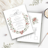 Boho Winter Greenery Red Floral 60e anniversaire