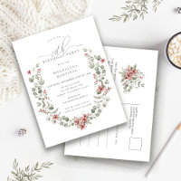 Boho Winter Greenery Red Floral 70e anniversaire