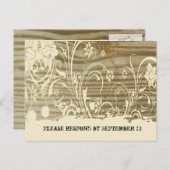 Invitation Carte Postale Bois bagué RSVP, crème (Devant / Derrière)